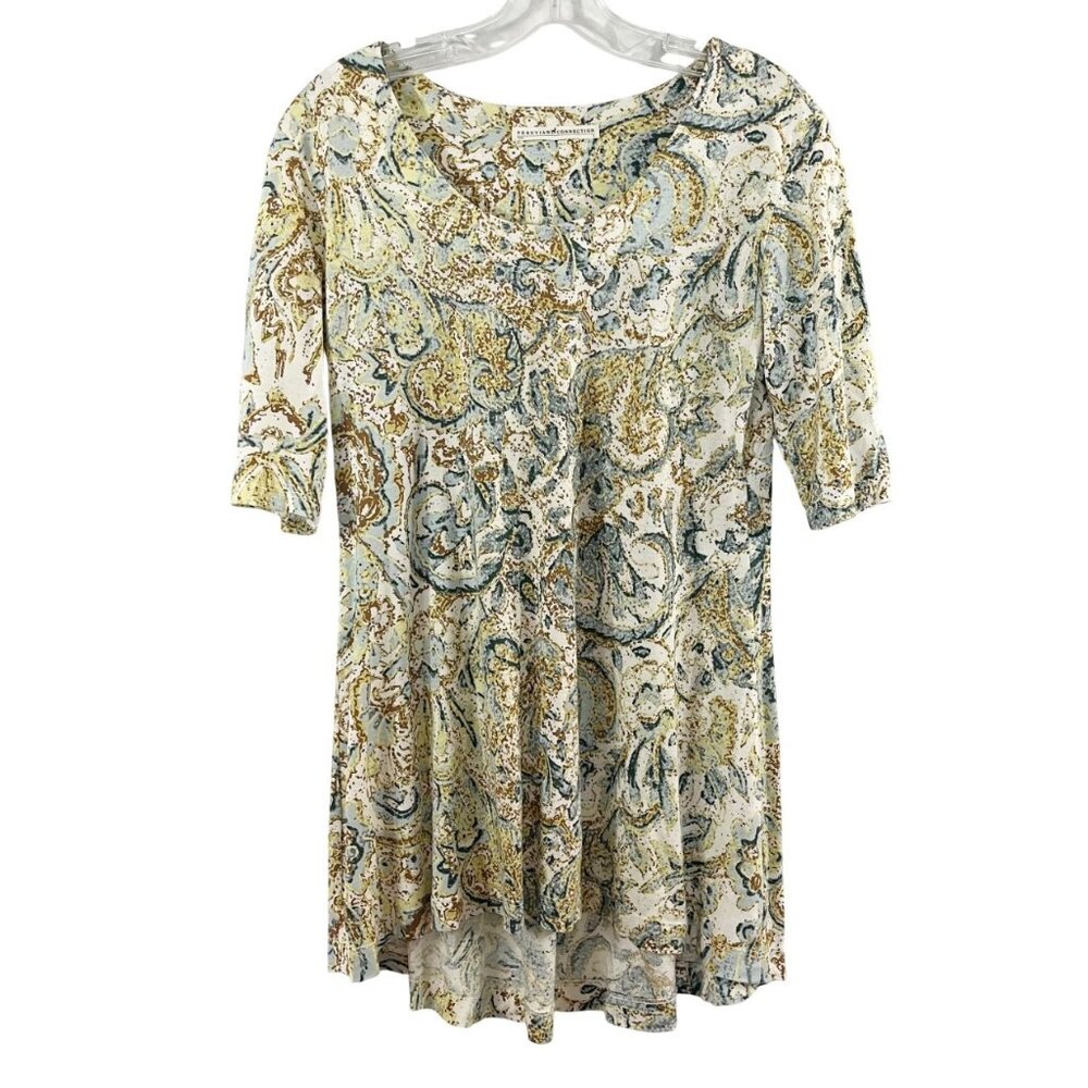 Peruvian Connection Trade Route Tunic Paisley Print High Low - Size Small‎
